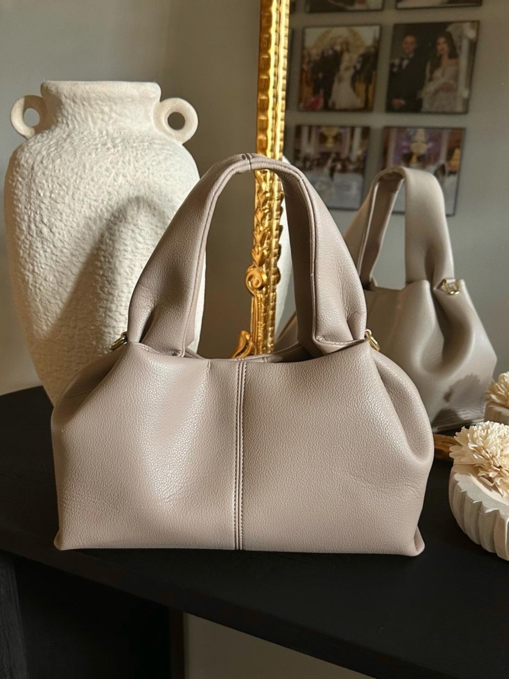 Top-Handle light taupe bag